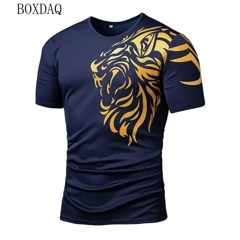 

Men's Tiger 3D Short Sleeve T-Shirt, Casual Sports Shirt, Round Neck Sweater, Street Wear, Summer Fashion