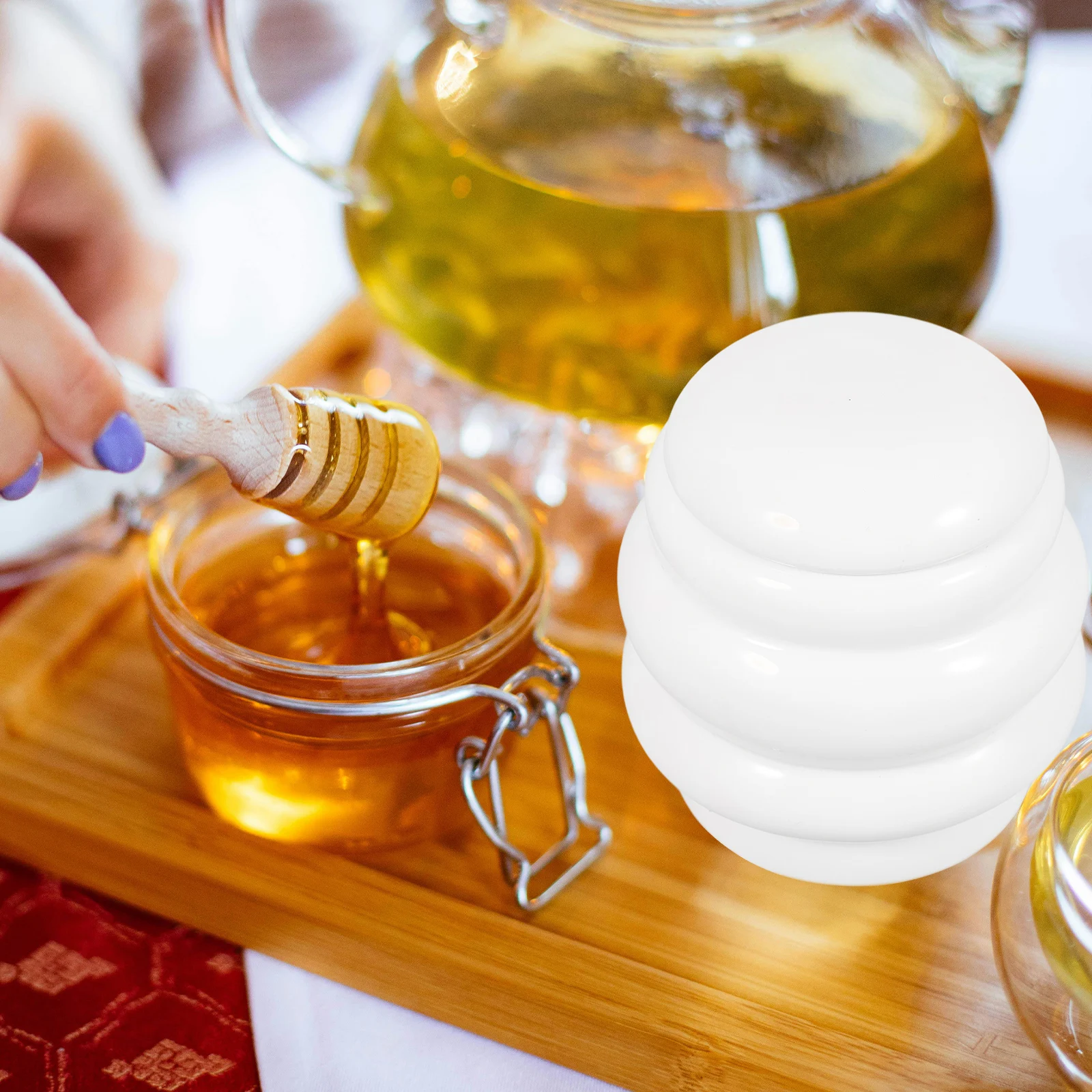 

Ceramic With Lid Food Storage Tea Container Sealed Candy Jar Syrup Pot Airtight Sugar Large Capacity Kitchen Office Home Use