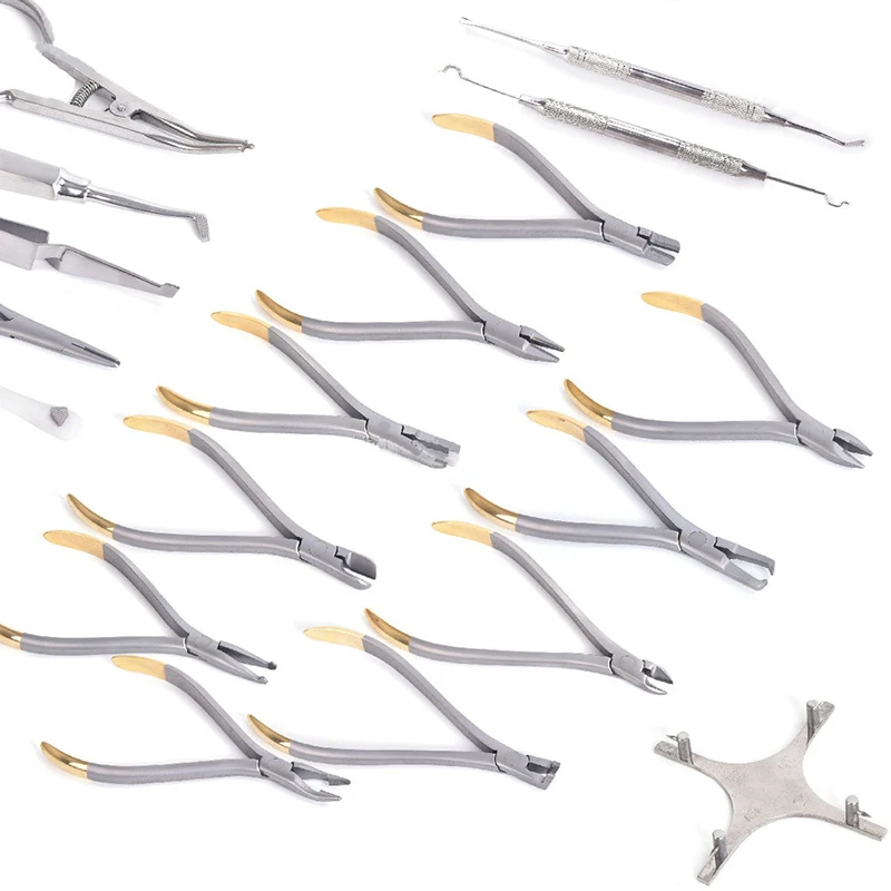 Kit 18Pcs Dental Orthodontic Plier Distal End Cutter Plier Ligature Cutter Band Removing Forcep Instrument Tools