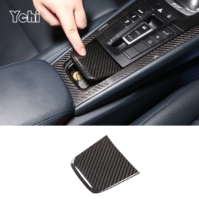 Real Carbon Fiber For Porsche 718 911 2012-2019 Car Central Control Storage Box Cover Panel Trim Frame Car Interio Accessories