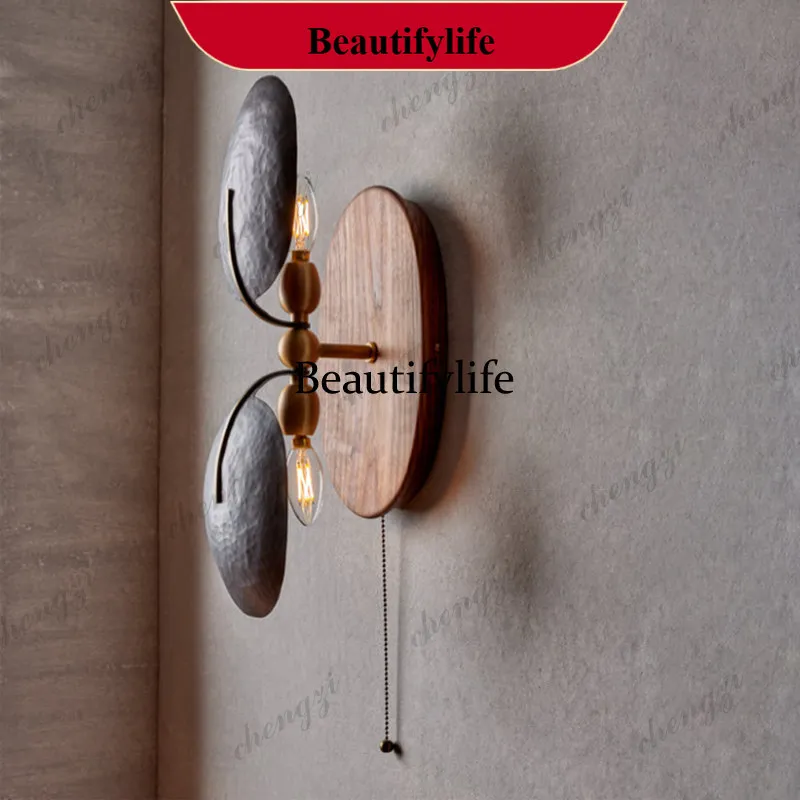 M138 French retro bedroom bedside wall lamp American aisle living room background wall designer new medieval style