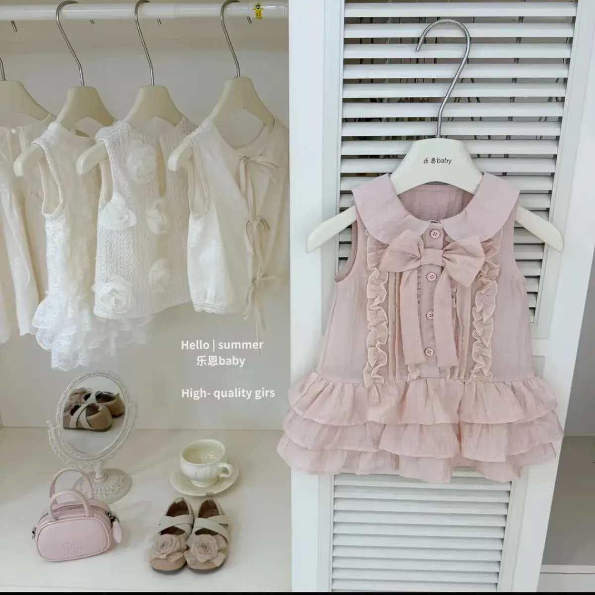 Girls' Pink Dress 2026 Summer New Collection Children's Princess Style Sweet Sleeveless Dress