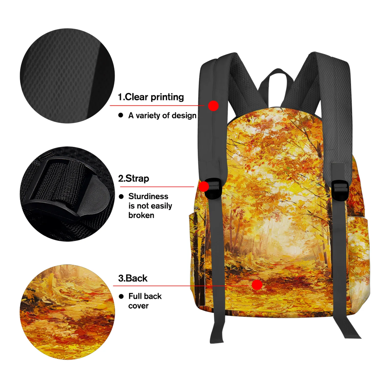 Oil Painting Forest Backpack School Bags for Teenagers Girls Students Laptop Bag Women's Casual Travel Backpack