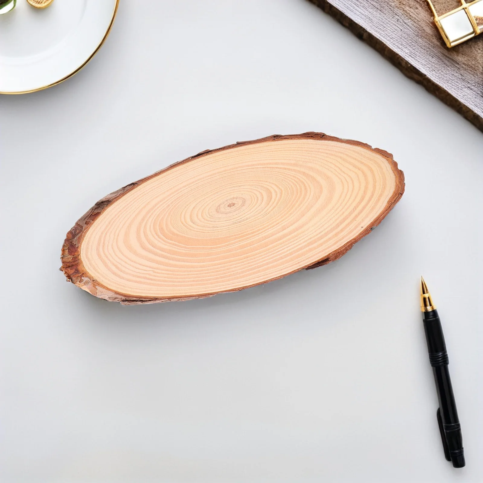 

4pcs Unfinished Oval Wood Slices Blank Natural Wooden Discs For Diy Crafts Wedding Christmas Decorations Craft Supplies