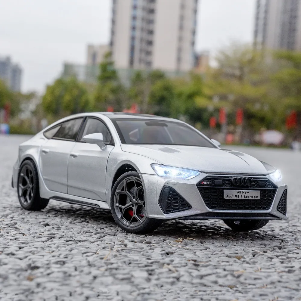 1:24 Audit RS7 coche en miniatura de aleación simulación sonido y luz tirar hacia atrás coche de juguete colección de juguetes regalo de decoración