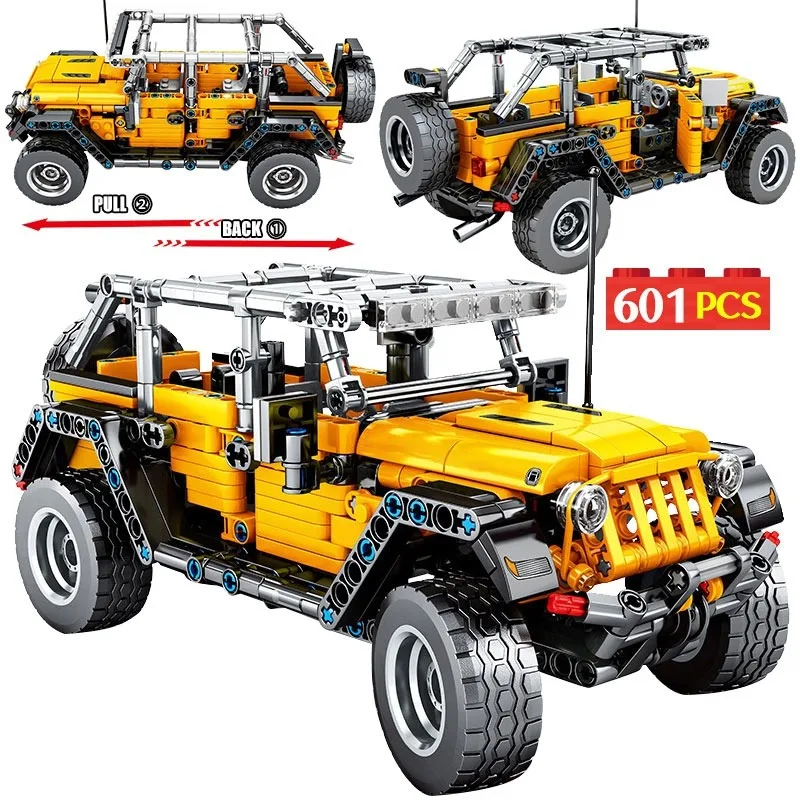 

558pcs Creator Yellow Pull Back Sports Car Model Building Blocks City Technical Car Enlighten Bricks Toys For Boys 8203
