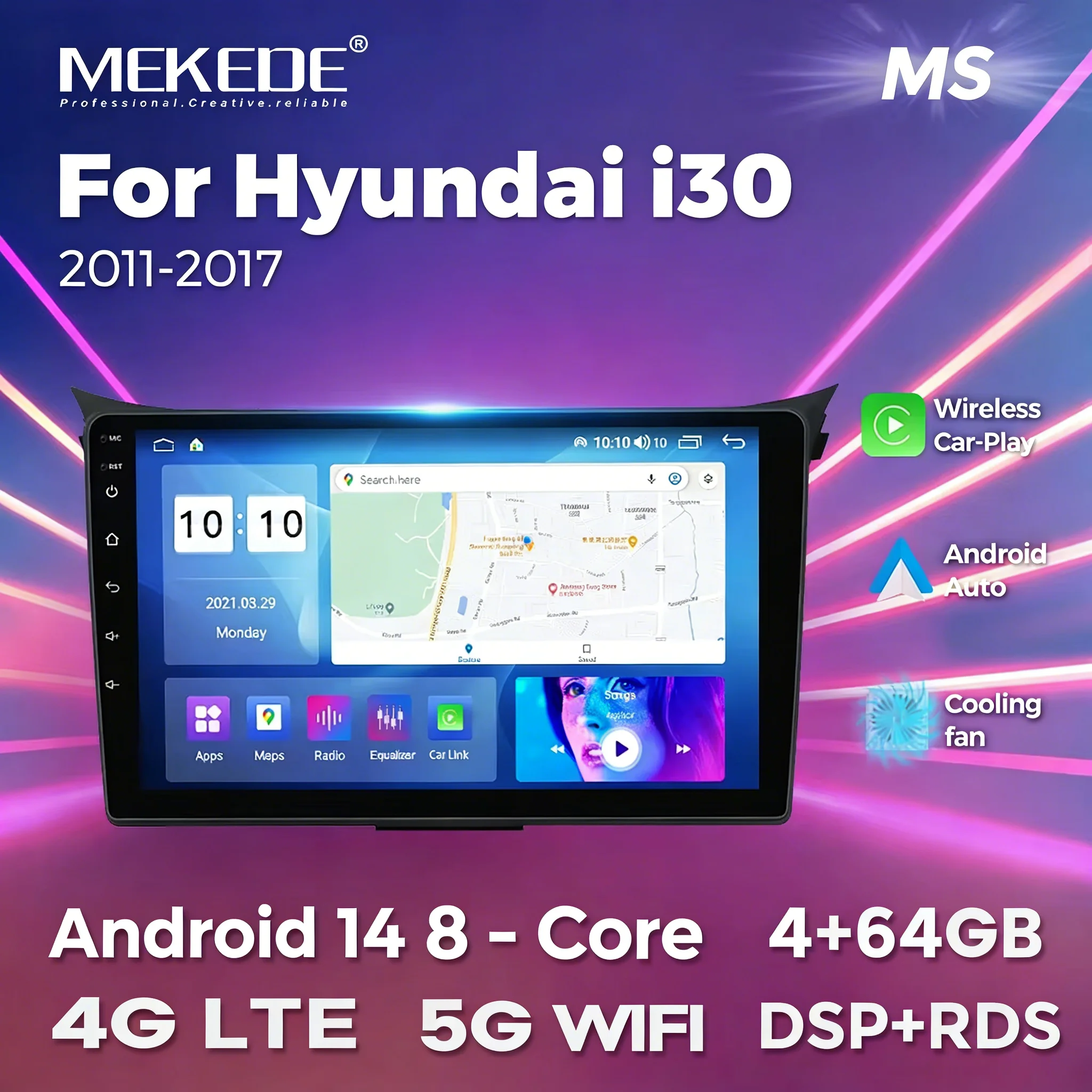 

MEKEDE Автомобильная интеллектуальная система Android все в одном 9 дюймов для Hyundai I30 II 2 GD 2011 - 2017 Carplay 4G LTE