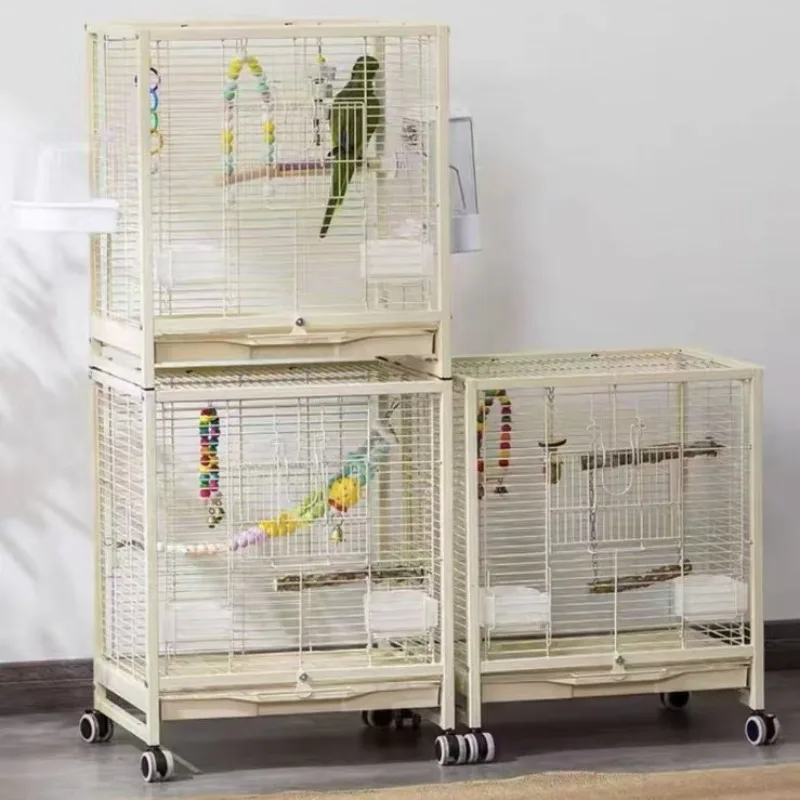 Bird cage household large stacked villa transparent splash-proof bird cage large space peony budgie parrot pearl bird cage