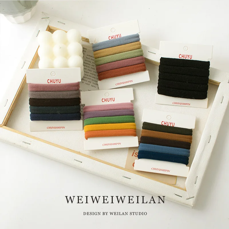 

Японские резинки для волос, набор из 5 шт., махровая петля Morandi Colors, высокая эластичность, нежные резинки для волос