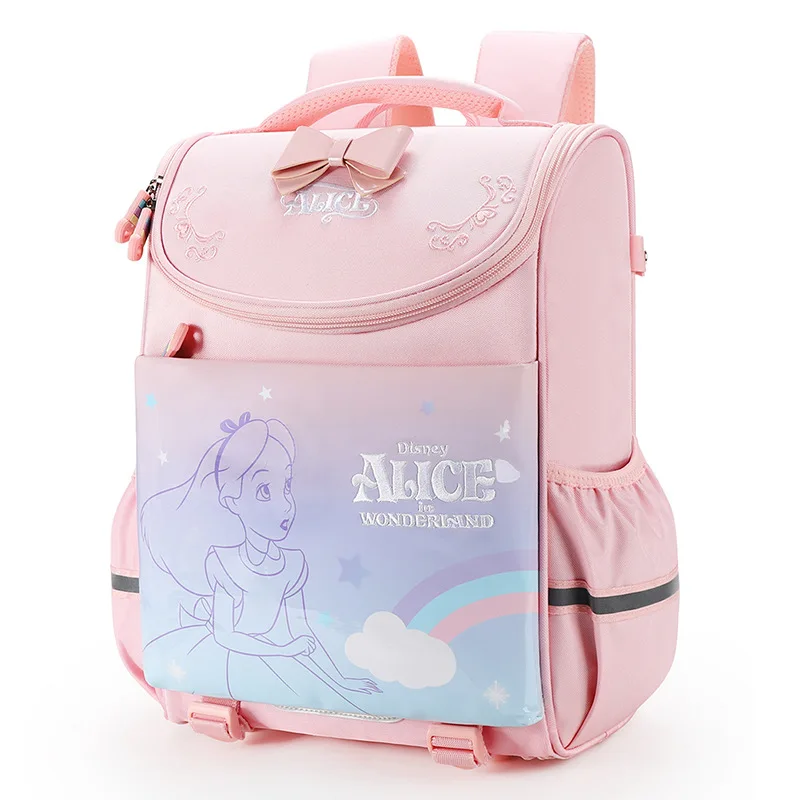 Disney Alice New School Bags For Girls Grade 1-4 Primary Student Shoulder Orthopedic Backpack Large Capacity Kids Gifts Mochilas