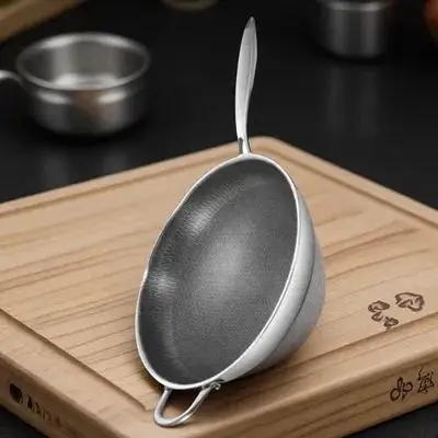 

Honeycomb Stainless Steel Wok Double Handles Non Stick Pan Multipurpose Frying Pan Kitchen Wok for Stove Gas Induction Electric