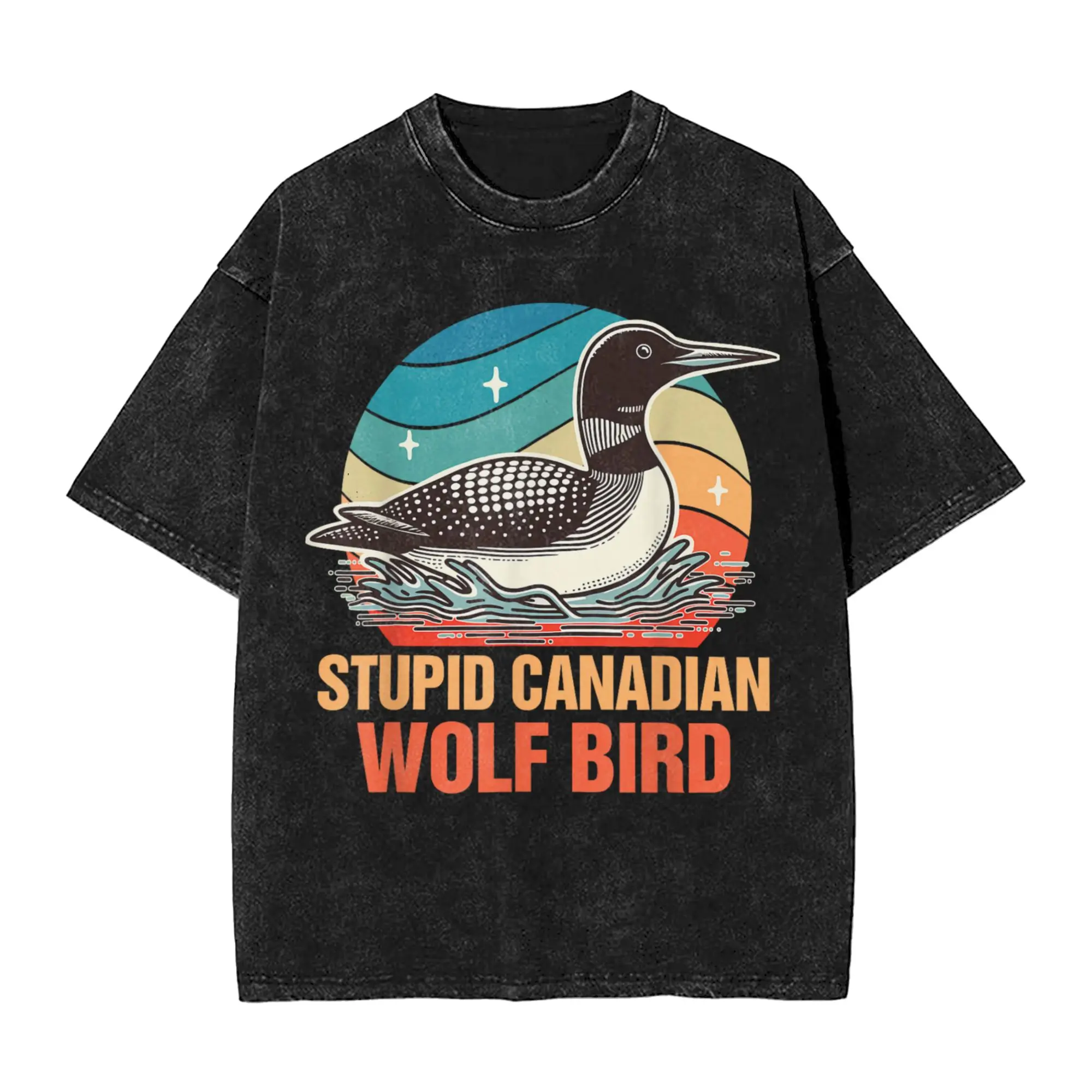 Stupid Canadian Wolf Bird T-Shirt Summer  Vintage T Shirts Casual Leisure Tee Shirt For Man Short Sleeve Loose Clothes