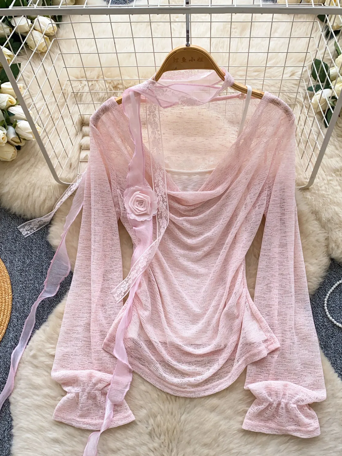 

Women's Pink Blouses and Shirts Y2k Vintage 2000s Shirt Aesthetic French Style Luxury Long Sleeve Shirt For Women Clothes 2026