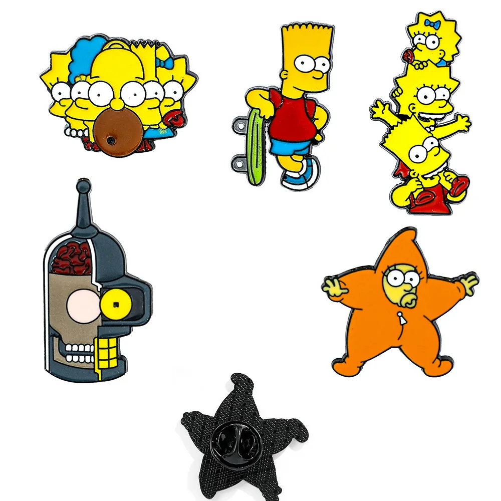 

Disney Anime The Simpsons Enamel Pin Brooches For Lapel Pins Badge on decor DIY Backpack Clothes Metal Badge Fashion Gifts