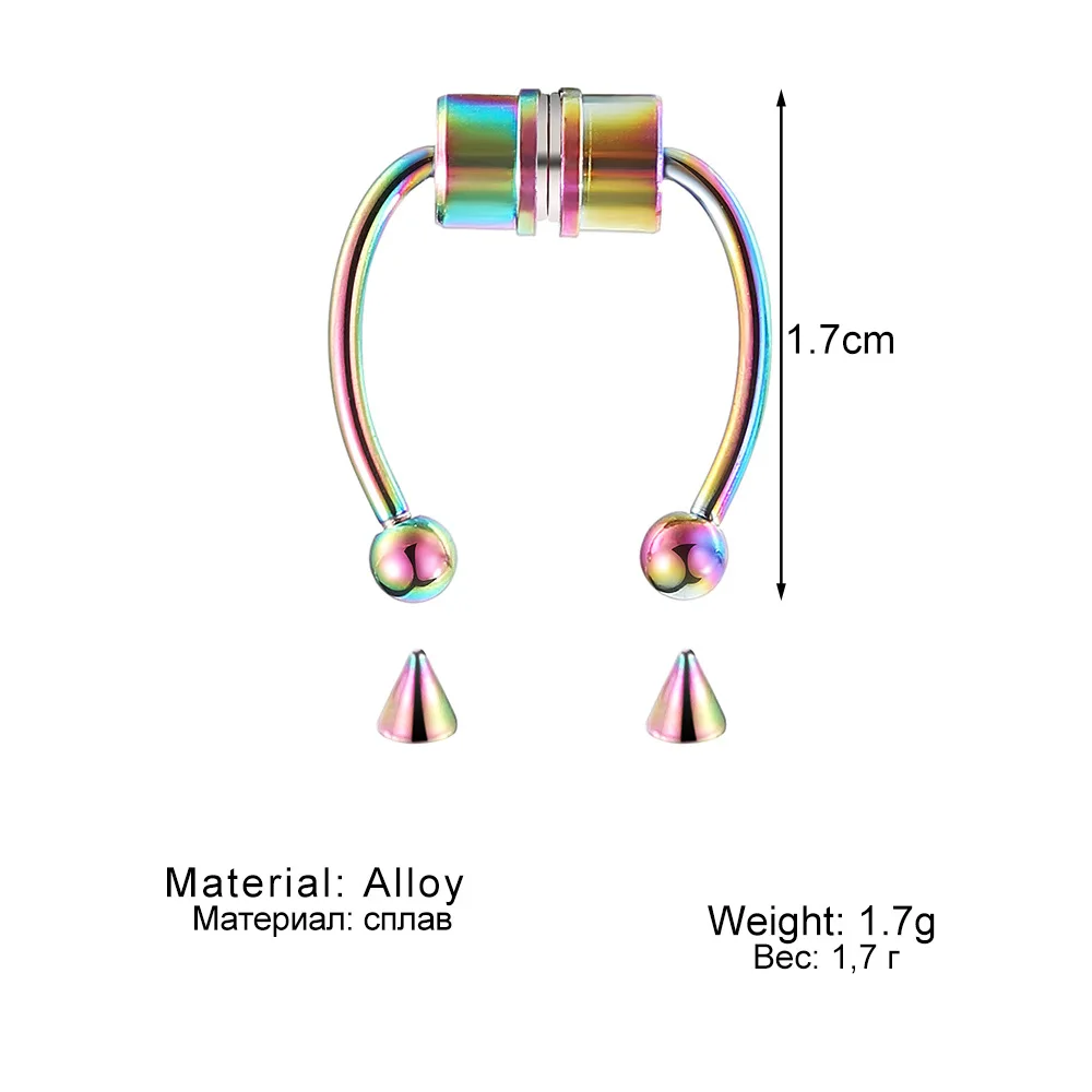 1PC Non-Piercing Nose Ring + Replacement Additions Set Magnetic Nose Stud Septum Ring Small Circle Spring view 2