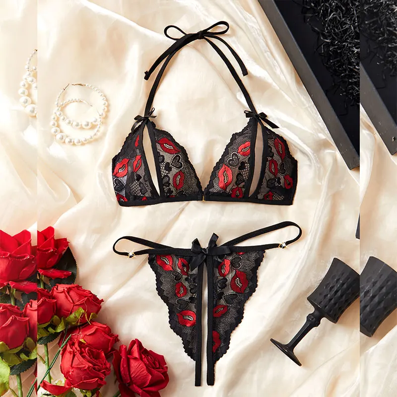 Эротический горячий сексуальный комплект из 2 предметов для взрослых женщин, экзотический открытый ажурный бюстгальтер с промежностью, кружево, сексуальное прозрачное нижнее белье, комплект сексуального нижнего белья