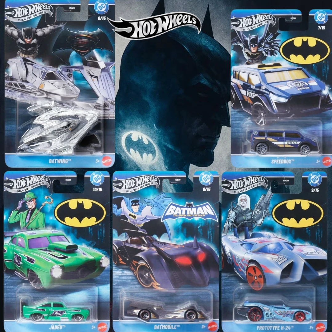 

Hot Wheels HDG89 Silver Series New Batman Batmobile & Batwing 1:64 Scale Diecast Car Model DC Comics Riddler Collection Gift Toy