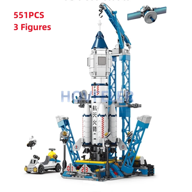 City Shuttle Satellite Rocket Building Blocks Space Station Saturn Astronaut Figure Man Bricks Set Gift for Boys