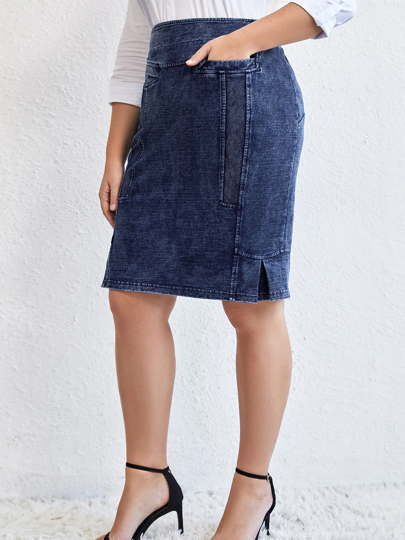 Falda de moda tejida de talla grande para mujer para primavera y otoño