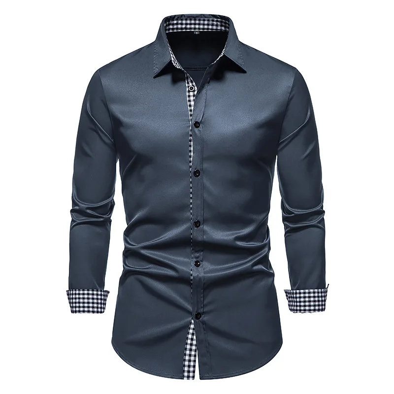 

Mens Hit Color Plaid Dress Shirts Hipster Long Sleeve Button Up Shirt Men Formal Business Casual Social Shirt Male Camisa Hombre