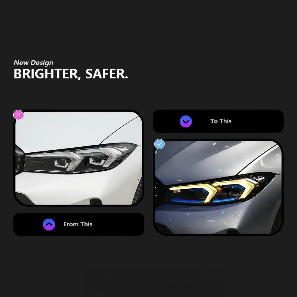 Car Model for BMW 3 Series G20 2019-2025 LED DRL Dynamic Signal High and Low Beam Day Running Light DRL Light Auto Lamps