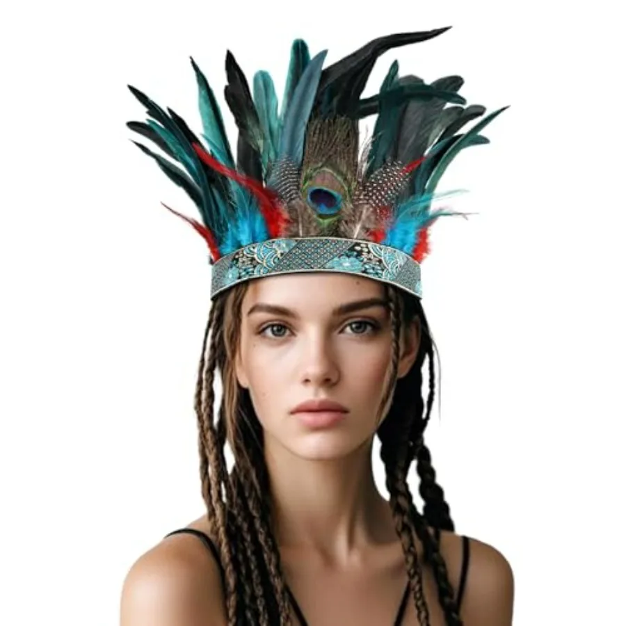Peacock Feather Fascinator Decorative Feather Headpiece Crown Headdress Costume Headband for Party