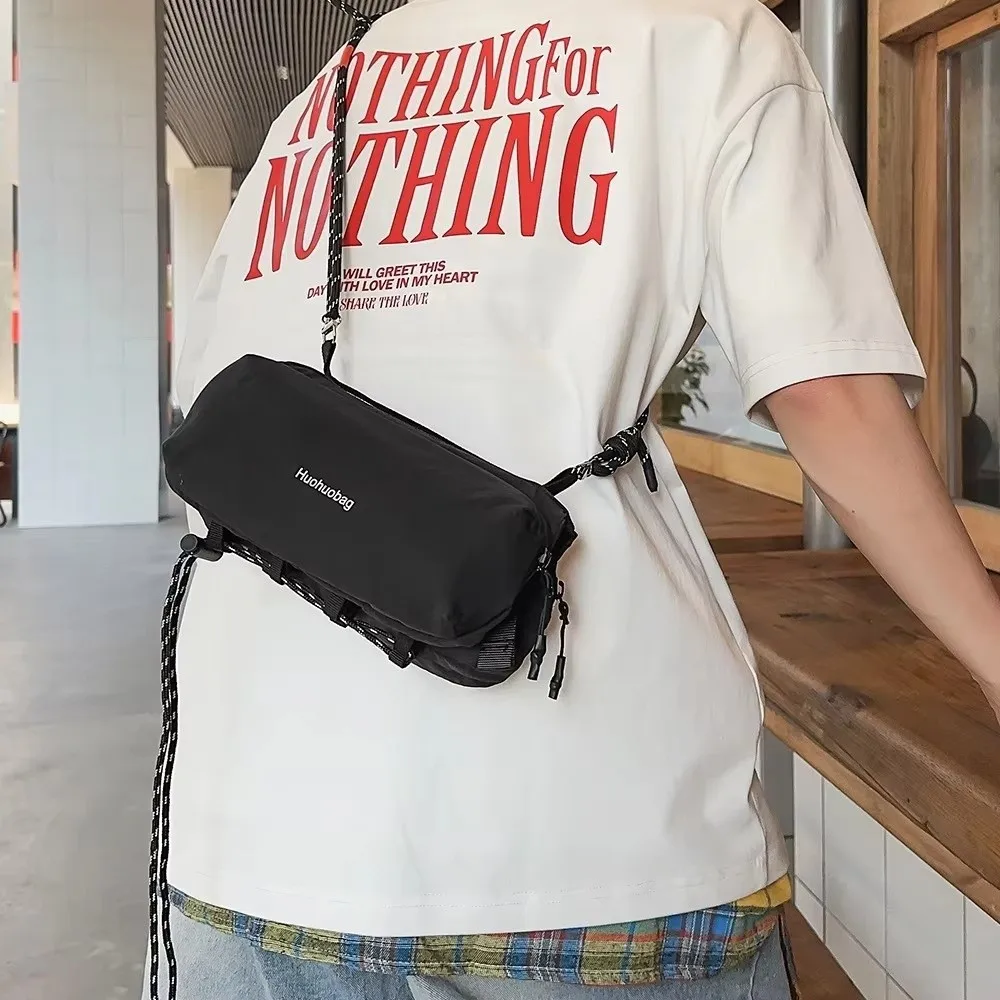 Outdoor Sports Single Shoulder Bag Functional Nylon Crossbody Bag Lightweight Breathable Water Cup Bag Small Square Bag
