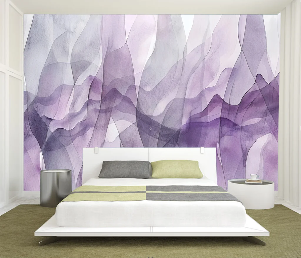 Custom wallpaper European Abstract Smoke hand-painted flower feather nostalgic TV background wall living room 3d wallpaper