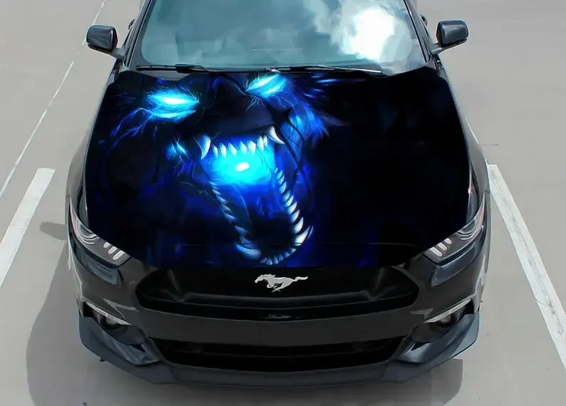 Car Hood Wrap Decal, Wolf, Angry, Vinyl Sticker, Graphic Decal, Truck Decals, Truck Graphic, Bonnet Decal, F150, Dragon