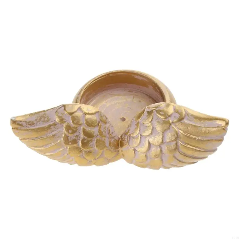 E06b Angel Wings Holder Holder Resin Statue Decorazione per casa Preghiera Regali candelatura