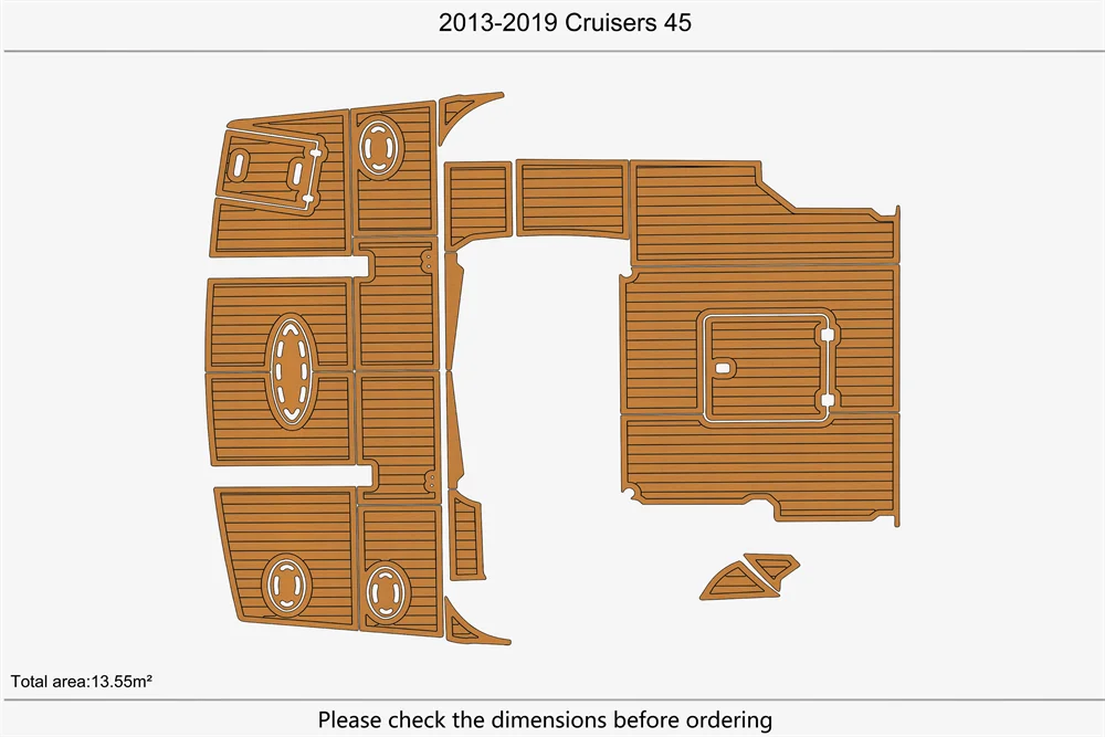 Eva foam Fuax teak seadek marine floor For 2013-2019 Cruisers 45 Cockpit Swim Platform 1/4