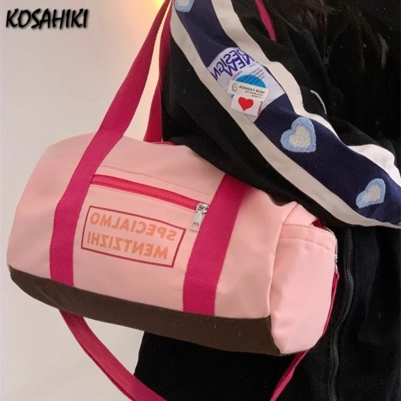 

Korean Ins Women Trendy Travel Gym Bags Y2k Aesthetic Letter Print Shoulder Underarm Bag Vintage All Match Casual Crossbody Bags