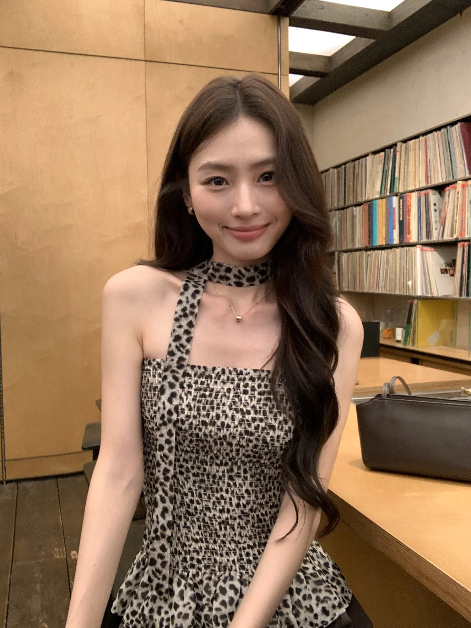 Pusumede Wild Heart Sash Vintage Leopard Print Tube Top Women Slim Fit Sleeveless Vest Polyester Fiber Short Length