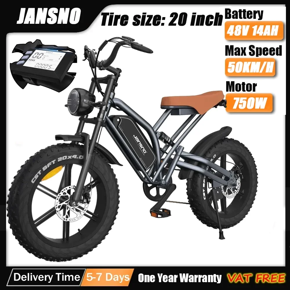 Electric bicycle2024 new pattern750w motor 48v14ah lithium battery adult Electric Bike20 inch fat tire Mountain off-road  E-BIKE