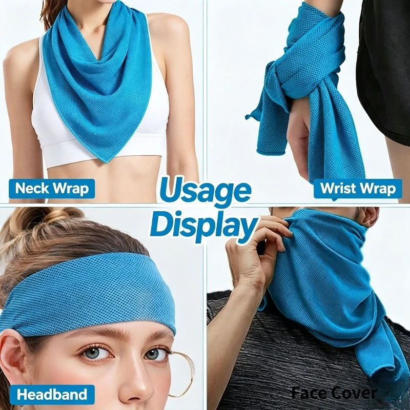Summer Cooling Sports Towel Quick Dry Fitness Sweat Towel Portable Outdoor Ice Feel Cooling Sweat Absorbent Wrap