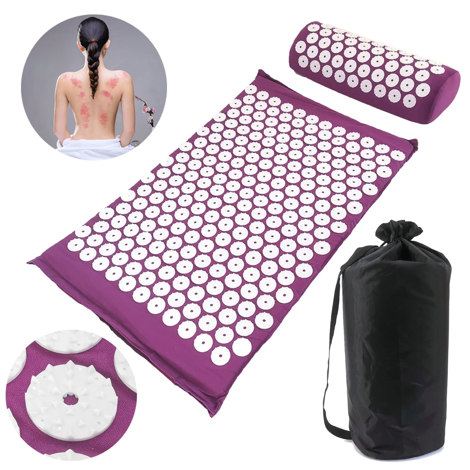 Massage Mat And Pillow Set Yoga Mat Strap Tapis Acupuncture Mat Cushions Applicator Relieve Back Body Pain Spike Mat