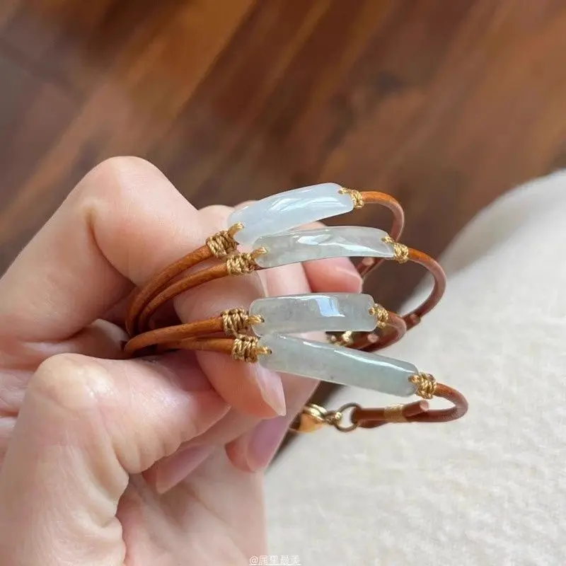 

Cowhide rope bracelet with adjustable pull-out, retro and simple new Chinese style new women's bracelet