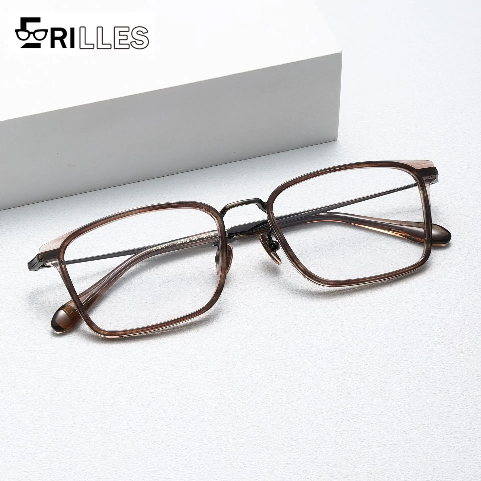 

Pure Titanium Square Frames Under 19g, Sleek Architectural Style Glasses for Urban Commute, Blue Light Blocking Ready