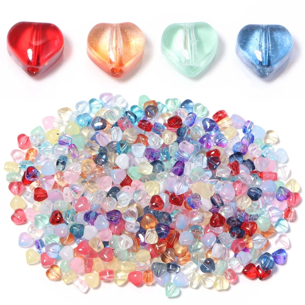 50pcs/lot 6mm Colorful Heart Shape Lampwork Beads Loose Glass Spacer Beads For DIY Necklace Bracelet Pendant Jewelry Accessories view 4