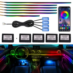 18 in 1 Symphony Car Ambient Lights RGB Interior Decoration Acrylic Strip Light By App Control Decorative Ambient Lamp Dashboard