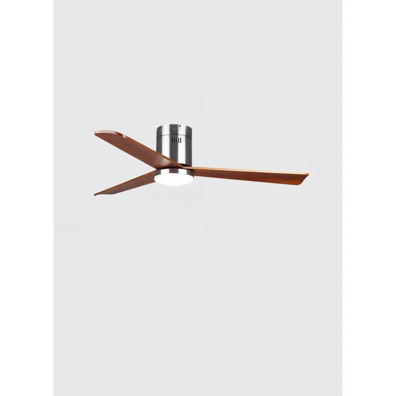 Bedroom fan ceiling light simple retro solid wood children's room silent electric fan chandelier integrated