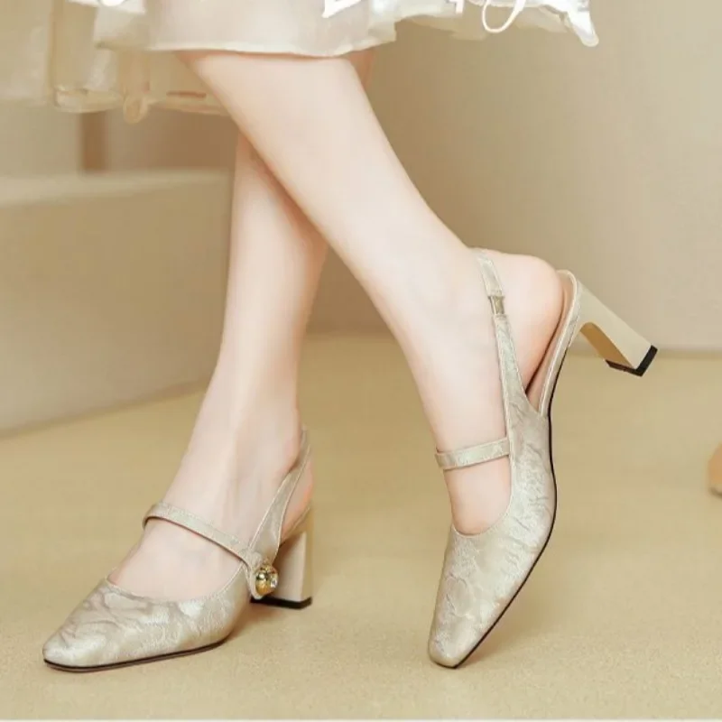 

2025 Hot Sale Women's Shoes Mary Janes Women's High Heels New Slip on Office and Career Best Seller Summer Closed Toe Sandals