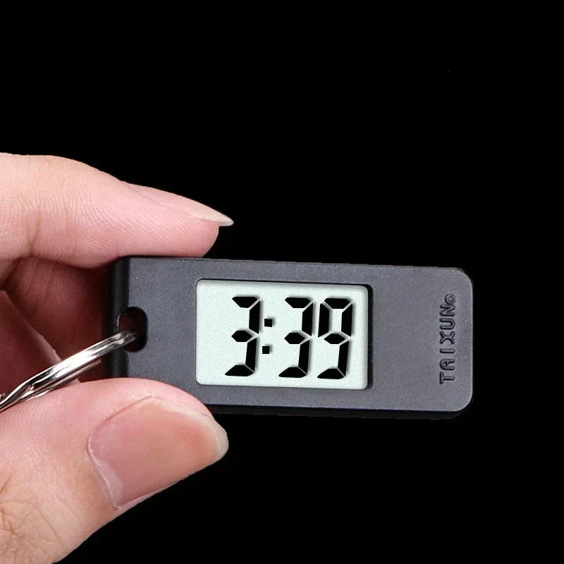 Mini Electronic Clock Keychain, Digital LED Time Display Student Elliptical Watch, Portable Wall Clock Keyring for Bag Backpack