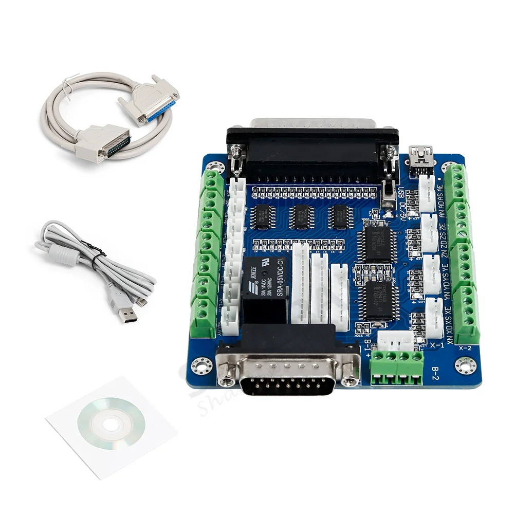 

5 Axis Breakout Board with DB25 Parallel Cable Mach3 CNC Control Card Stepper Motor Driver CNC Router Engraving Milling Machine
