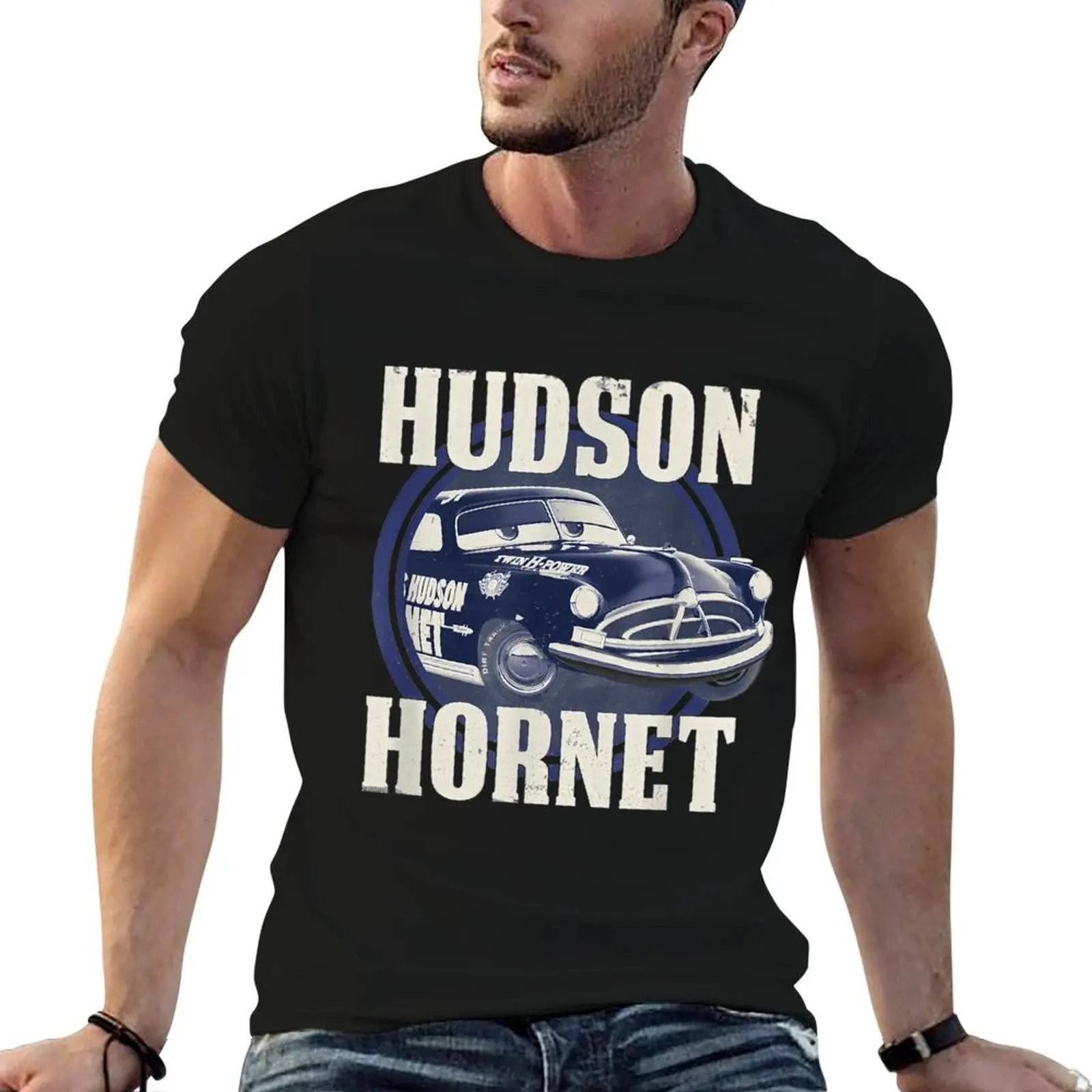 

Hudson Hornet Badge Graphic T-Shirt man t shirt cotton anime tshirt T-Shirt