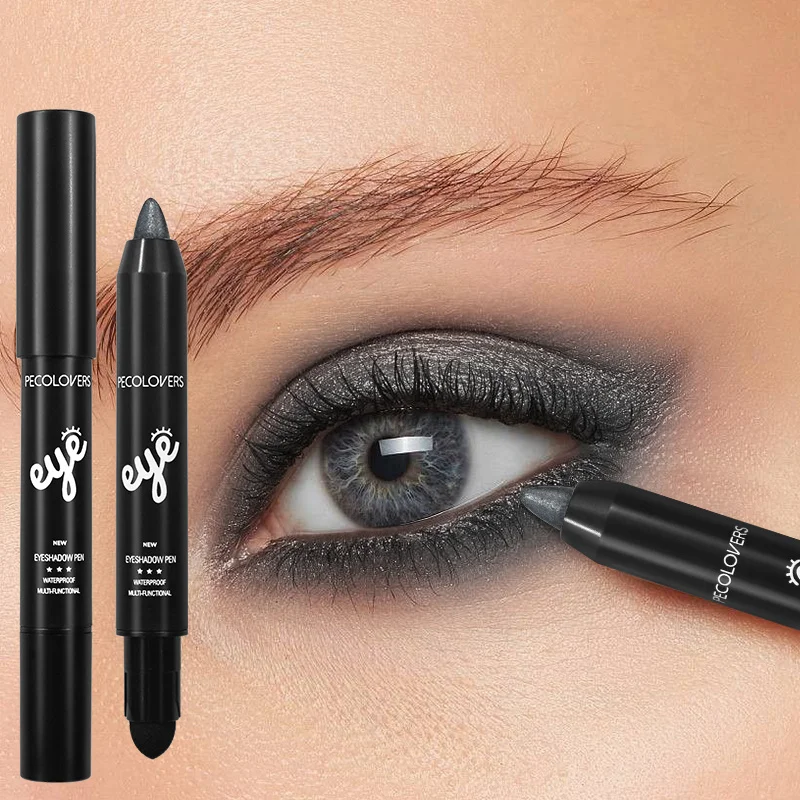 Perłowy cień do powiek w sztyfcie Efekt makijażu Highlight Stick, czarno-szary połyskujący cień do powiek z eyelinerem, 1 szt.