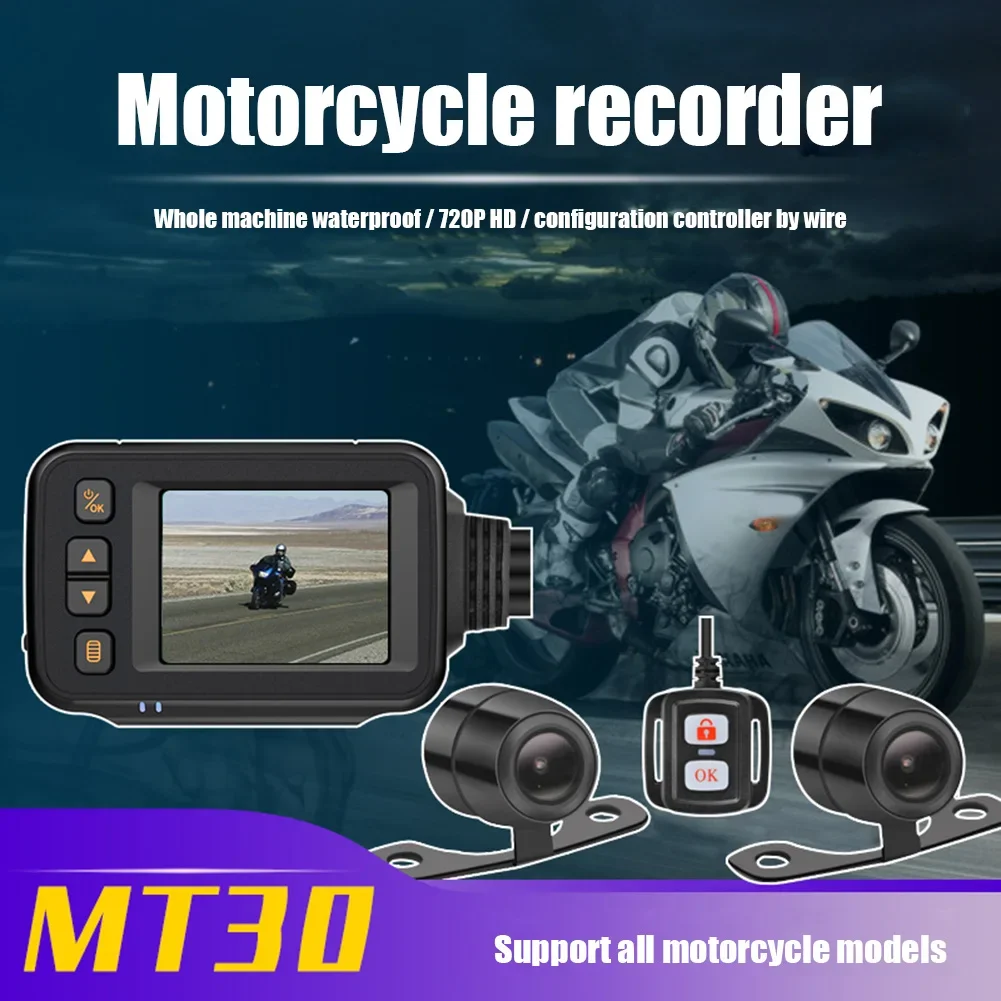 

Motorcycle Driving Recorder HD 1080P Front Rear View Dash Cam IP65 Waterproof Motorcycle Camera Loop Recording Dynamic Induction
