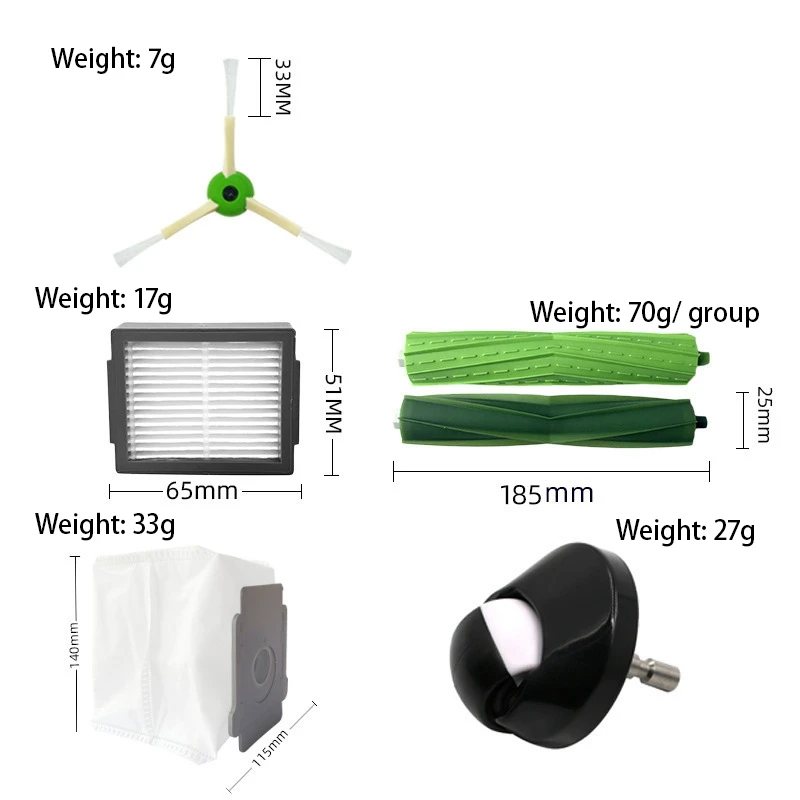 Accessoires pour robot de balayage IRobot, brosse principale, brosse latérale, noyau de filtre, sac à poussière, I7, J7, E5, E6, I3