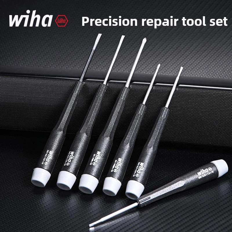 Wiha Mini Destornillador de Precisión con Magnetismo 80169C Destornillador Ranurado 1,5/2,0/2,5/3,0 mm, Destornillador Phillip 2,0/3,0 mm