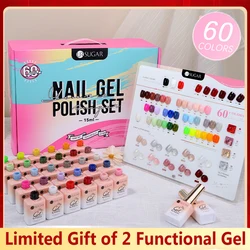 UR SUGAR 60 Colors 15ml Nail Gel Polish Lastest Set/Kit UV LED Gel Vernish Functional Gel Base Top Coat Color Chart Free Gift